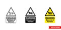 Warning beware of horses hazard sign icon of 3 types color, black and white, outline. Isolated vector sign symbol
