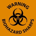 Warning Biohazard Label, Biohazard Sharps Royalty Free Stock Photo