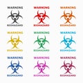 Warning Biohazard sign, icon or logo, color set