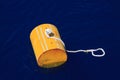 Warning buoy off the coast of Maine against a foggy background, Buoy on the sea for support supply boat. Royalty Free Stock Photo