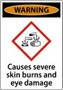 Warning Causes Severe Skin Burns Eye Damage GHS Sign