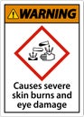 Warning Causes Severe Skin Burns Eye Damage GHS Sign