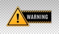 Warning caution board to attract attention. Exclamation mark. Danger sign. Triangle frame. Precaution message on banner. Alert ico Royalty Free Stock Photo