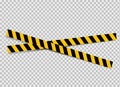 A warning. Caution. Increased danger. The tape is protective yellow with black. Stop. Do not cross Royalty Free Stock Photo
