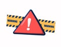 Warning caution sign, problem message mark, danger icon 3d. Vector illustration. Attention Icon, Danger Caution or Alert Royalty Free Stock Photo