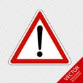 Warning Caution Sign - Vector Illustration - Isolated On Transparent Background Royalty Free Stock Photo