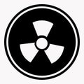 Warning colorless round sign of radiation on white