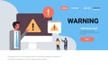 Warning concept danger piracy error background businessman problem solution concept flat horizontal copy space