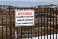 Warning construction site under 24 hour video surveillance Royalty Free Stock Photo