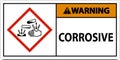 Warning Corrosive GHS Sign On White Background