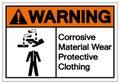 Warning Corrosive Material Wear Protective Clothing Symbol ,Vector Illustration, Isolate On White Background Label. EPS10 Royalty Free Stock Photo