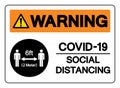 Warning Covid-19 Social Distancing 6ft Symbol, Vector Illustration, Isolated On White Background Label. EPS10