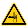 Warning Crush and Cutting Hand Hazard Symbol Sign ,Vector Illustration, Isolate On White Background Label. EPS10 Royalty Free Stock Photo