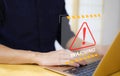 Warning cybersecurity alert system concept, system hacked on computer network, cybercrime and virus, Malicious software, Royalty Free Stock Photo