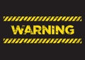 Warning danger sign. Broken yellow font text. Concept of hazard danger