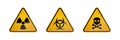 Warning danger triangle yellow sign. Caution toxic biohazard. Symbol of radiation. Vector