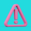 Warning, Dangerous or Hazard Icon. Pink Exclamation Mark with Triangle in Duotone Style. 3d Rendering Royalty Free Stock Photo