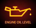 Warning dashboard car icon engine oil level light symbol that pops up on car dashboard when the oil level drops below Royalty Free Stock Photo