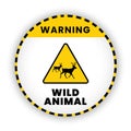 Warning of dear wild animals of road sign crossing on yellow background. vector banner for warning