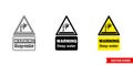 Warning deep water hazard sign icon of 3 types color, black and white, outline. Isolated vector sign symbol