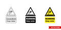 Warning deep water hazard sign icon of 3 types color, black and white, outline. Isolated vector sign symbol