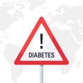 Warning diabetes concept in flat style, vector Royalty Free Stock Photo