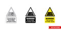 Warning do not climb on timber stacks hazard sign icon of 3 types color, black and white, outline. Isolated vector sign symbol Royalty Free Stock Photo