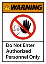 Warning Do Not Enter Authorized Personnel Only Sign Royalty Free Stock Photo