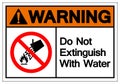 Warning Do Not Extinguish With Water Symbol Sign, Vector Illustration, Isolate On White Background Label .EPS10 Royalty Free Stock Photo