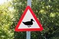 Warning of Ducks Sign Royalty Free Stock Photo