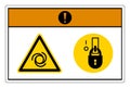 Warning Equipment Starts Automatically Lock Out In De-Energized State Symbol Sign On White Background