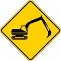Warning excavator sign Royalty Free Stock Photo