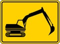 Warning excavator sign Royalty Free Stock Photo