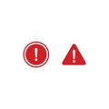 Warning, Exclamation Mark Icon Vector in Flat Style Royalty Free Stock Photo