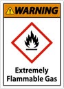 Warning Extremely Flammable Gas GHS Sign On White Background