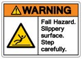 Warning Fall Hazard Slippery Surface Step Carefully Symbol Sign, Vector Illustration, Isolate On White Background Label .EPS10 Royalty Free Stock Photo