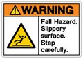 Warning Fall Hazard Slippery Surface Step Carefully Symbol Sign, Vector Illustration, Isolate On White Background Label .EPS10 Royalty Free Stock Photo