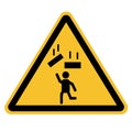 Warning falling objects icon on white background. falling objects symbol. Falling object warning sign. flat style