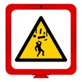 Warning Falling Objects Symbol, Vector Illustration, Isolated On White Background Label. EPS10