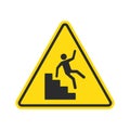 Warning falling off the stairs sign Royalty Free Stock Photo