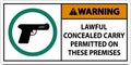 Warning Firearms Allowed Sign Lawful Concealed Carry Permitted On These Premises