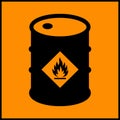 Warning Flammable Chemical Symbol Sign ,Vector Illustration, Isolate On White Background Label .EPS10 Royalty Free Stock Photo