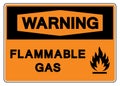 Warning Flammable Gas Symbol Sign,Vector Illustration, Isolate On White Background Label. EPS10 Royalty Free Stock Photo