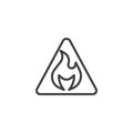 Warning flammable line icon