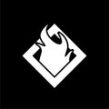 Warning flammable symbol isolated on dark background