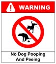 Warning forbidden sign no dog peeing and pooping. illustration isolated on white. Red prohibition symbol for public Royalty Free Stock Photo