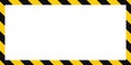 Warning frame with yellow and black diagonal stripes. Rectangle warn frame. Yellow and black caution tape border. Vector Royalty Free Stock Photo