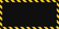 Warning frame with yellow and black diagonal stripes. Rectangle warn frame. Yellow and black caution tape border. Vector Royalty Free Stock Photo