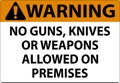 Warning Gun Rules Sign No Guns, Knives Or Weapons Allowed On Premises Royalty Free Stock Photo