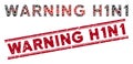 Scratched Warning H1N1 Red Seal and Coronavirus Mosaic Text